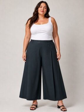 Planet by Lauren G Nylon Crop Gaucho Pants Lagenlook Black Size 3/12-14